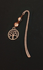 tree of life bookmark-7-85mm copper with Czech beads